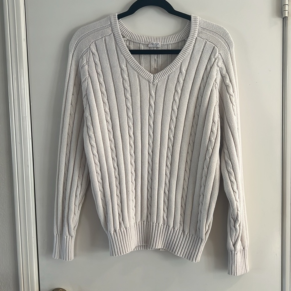PacSun John Galt Women’s V-Neck Cable Knit Sweater Cotton Blend